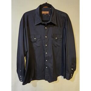Sheplers Mens Black Western Pearl Snap Long Sleeve Shirt 17.5 x 35 Cowboy Ranch